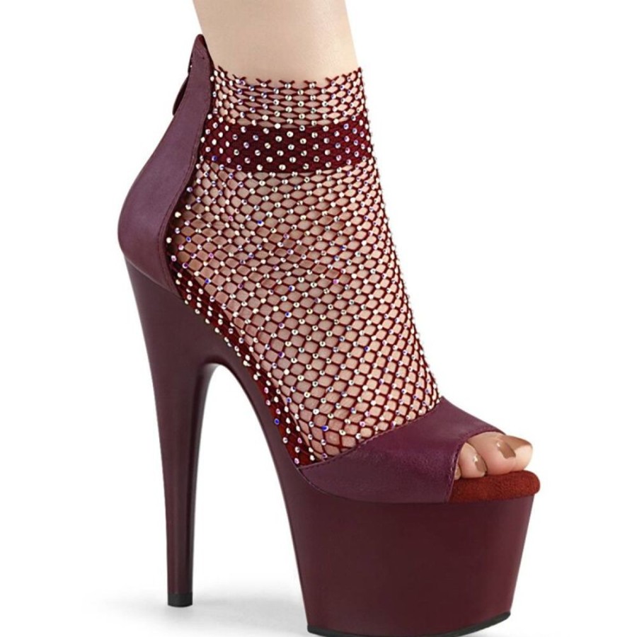 High Heels Pleaser | Pleaser Adore-765Rm Plateau Sandalettes Mesh Leather Red