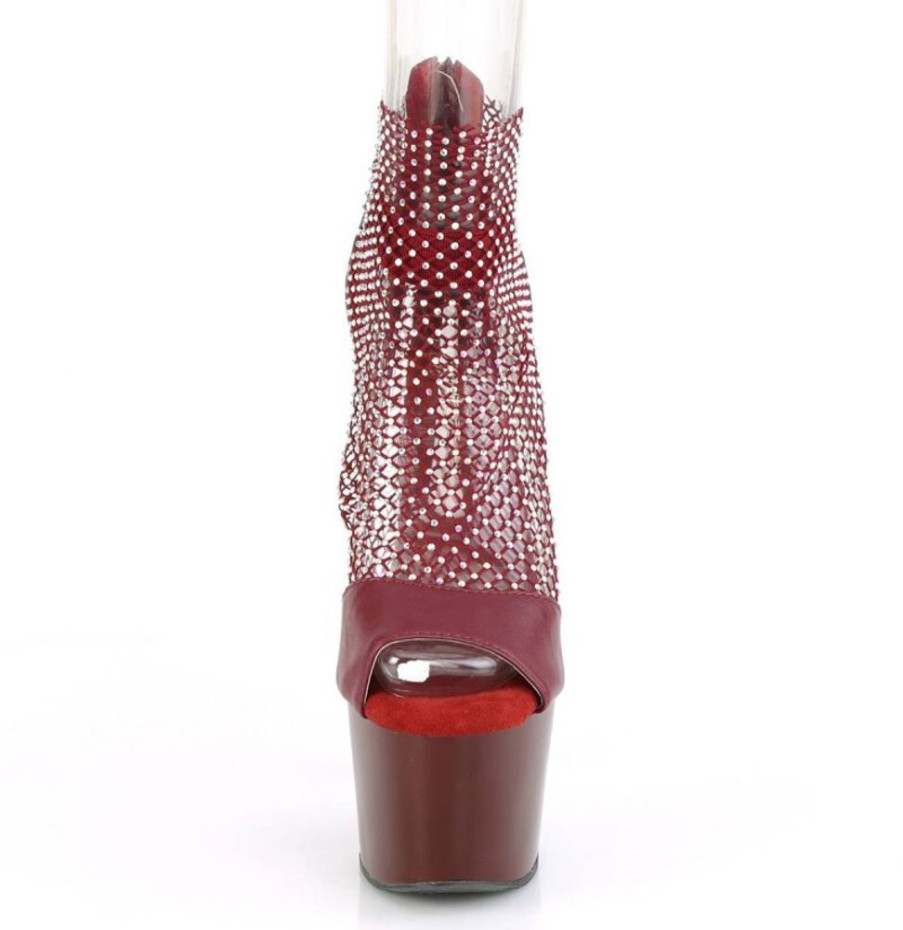 High Heels Pleaser | Pleaser Adore-765Rm Plateau Sandalettes Mesh Leather Red