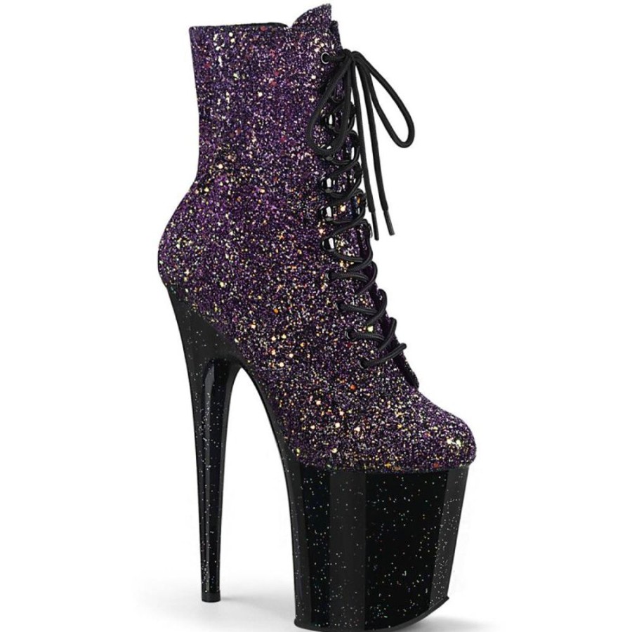 High Heels Pleaser | Pleaser Flamingo-1020Ombg Plateau Ankle Boots Glitter Purple