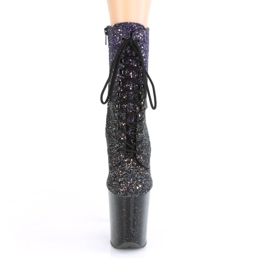 High Heels Pleaser | Pleaser Flamingo-1020Ombg Plateau Ankle Boots Glitter Purple