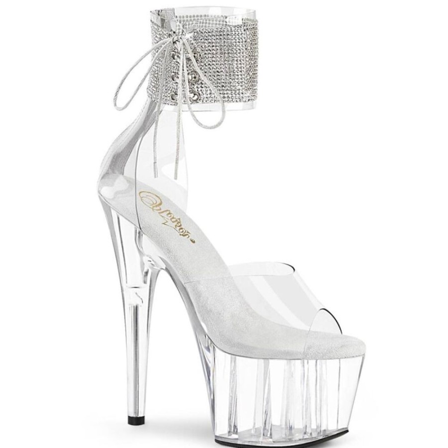 High Heels Pleaser | Pleaser Adore-724Rs Plateau Sandalettes Rhinestones Transparent