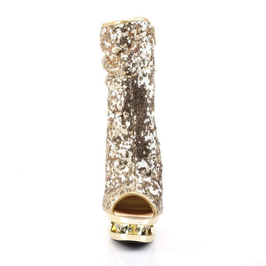 High Heels Pleaser | Pleaser Blondie-R-1008 Gold Sequins/Gold Chrome