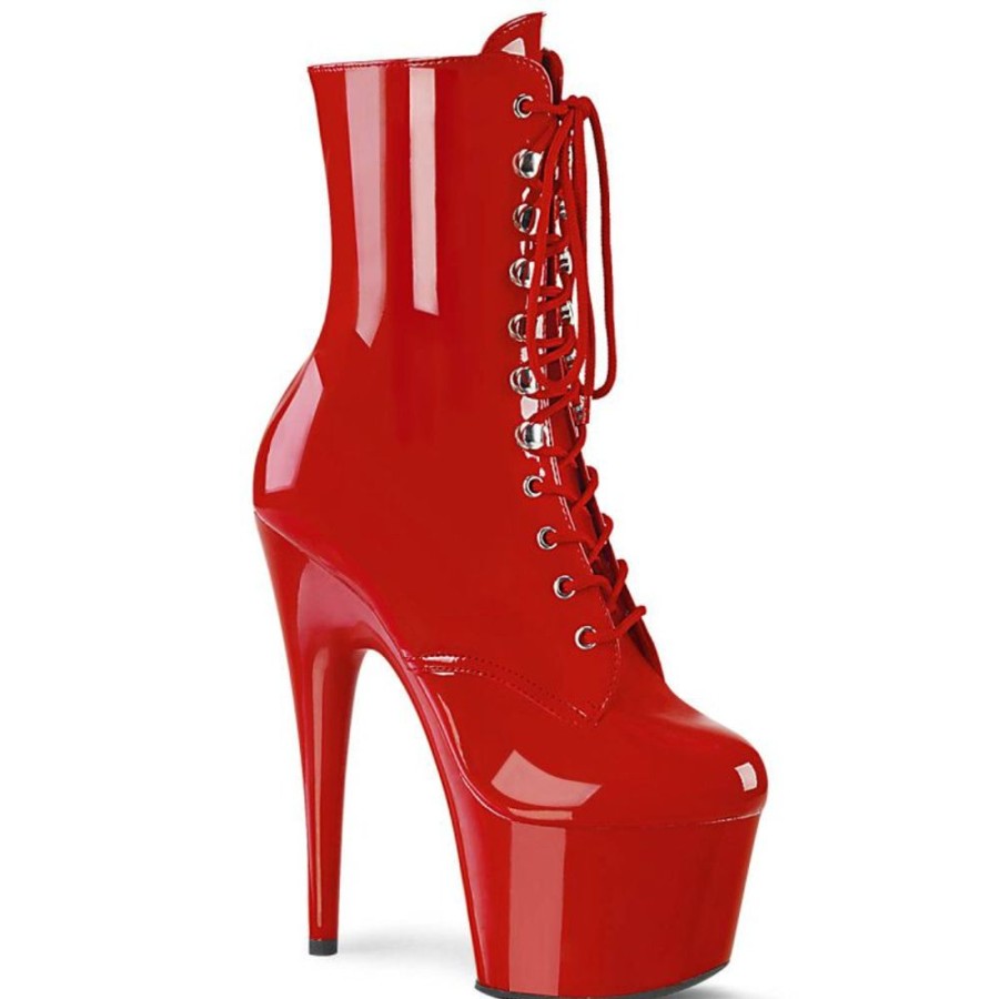 High Heels Pleaser | Pleaser Adore-1020 Plateau Ankle Boots Patent Red