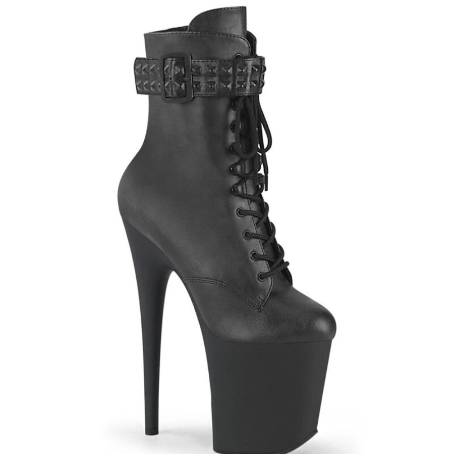 High Heels Pleaser | Pleaser Flamingo-1020Str Plateau Ankle Boots Faux Leather Black