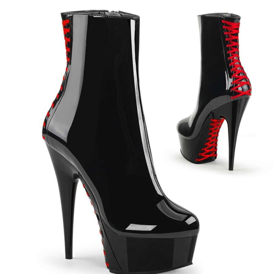 High Heels Pleaser | Pleaser Delight-1010 Black Patent-Red/Black