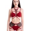 Pole Dance Wear Hamade Activewear | Hamade Activewear High Waist Garter Shorts Red