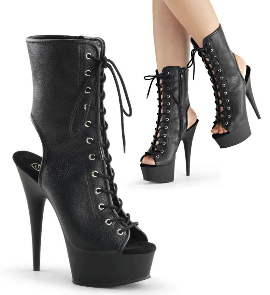 High Heels Pleaser | Pleaser Delight-1016 Black Faux Leather/Black Matte