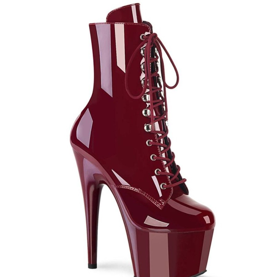 High Heels Pleaser | Pleaser Adore-1020 Plateau Ankle Boots Patent Burgundy