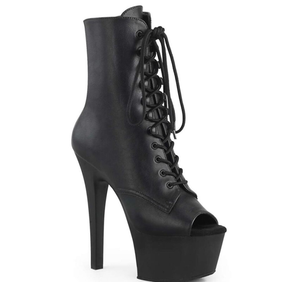 High Heels Pleaser | Pleaser Aspire-1021 Black Faux Leather/Black Matte