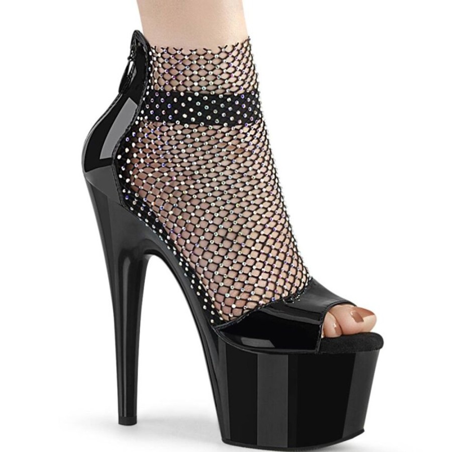 High Heels Pleaser | Pleaser Adore-765Rm Plateau Sandalettes Mesh Patent Black